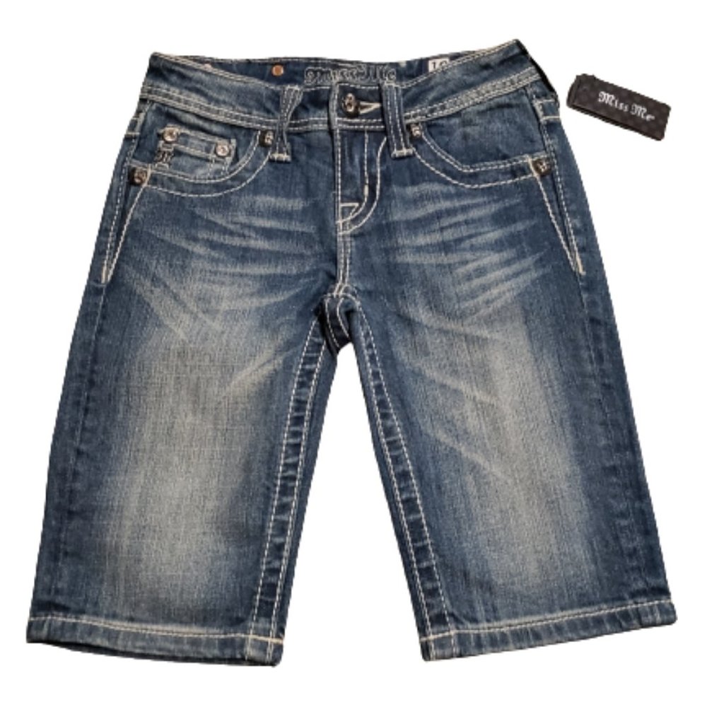 Miss Me Bermuda Jean Shorts Blue | Youth 10 Denim Wing JK6079M Brand New NWT
